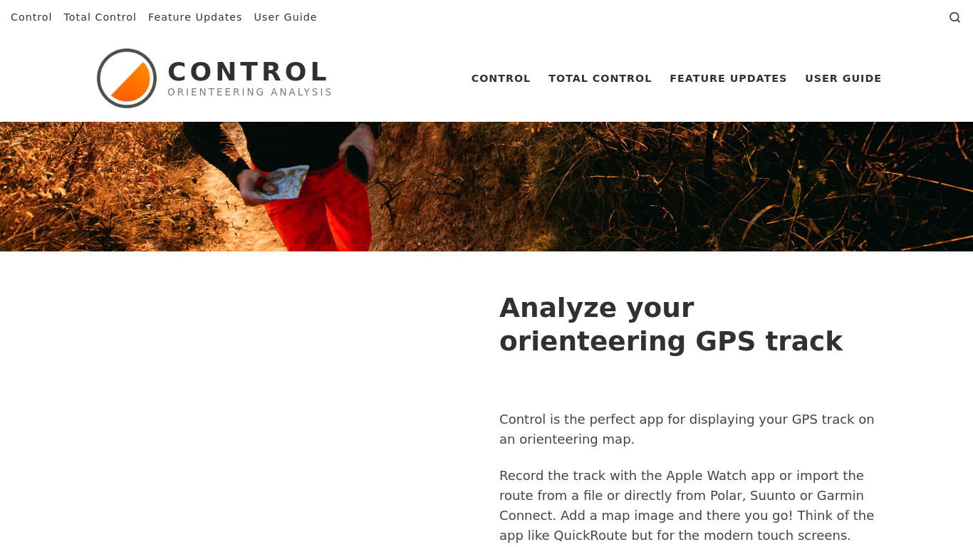 Control - For Orienteers Landing page