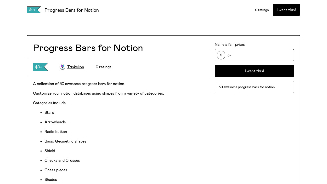 Progress Bars for Notion Landing page