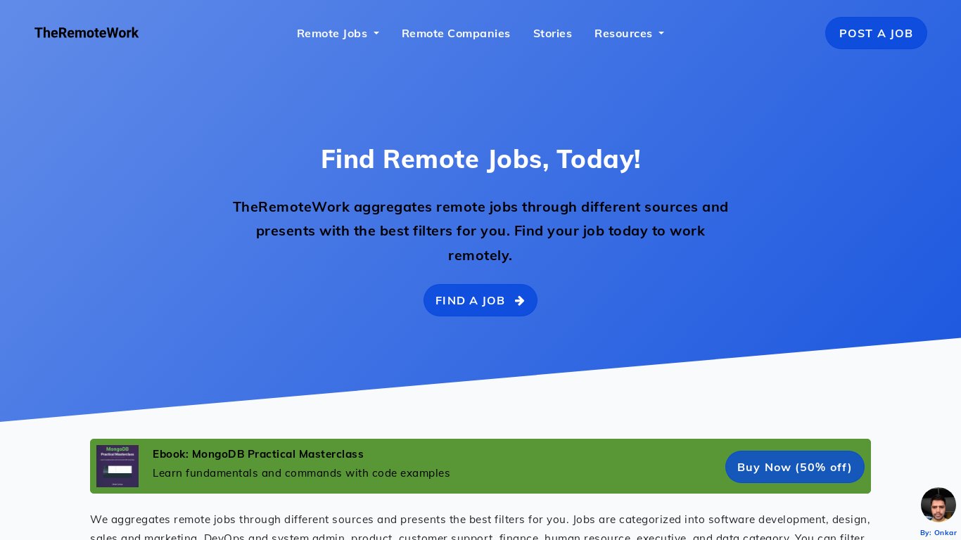 TheRemoteWork.co Landing page