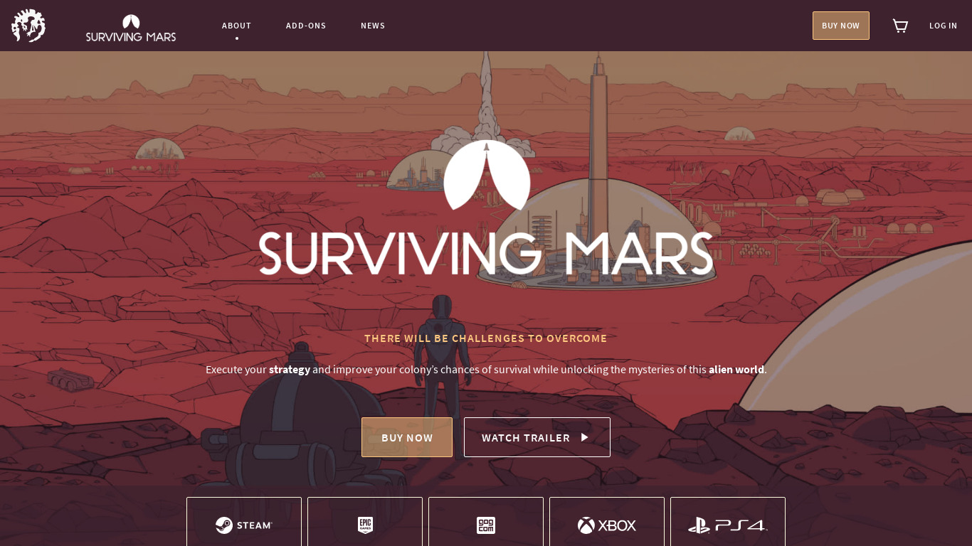 Surviving Mars Landing page