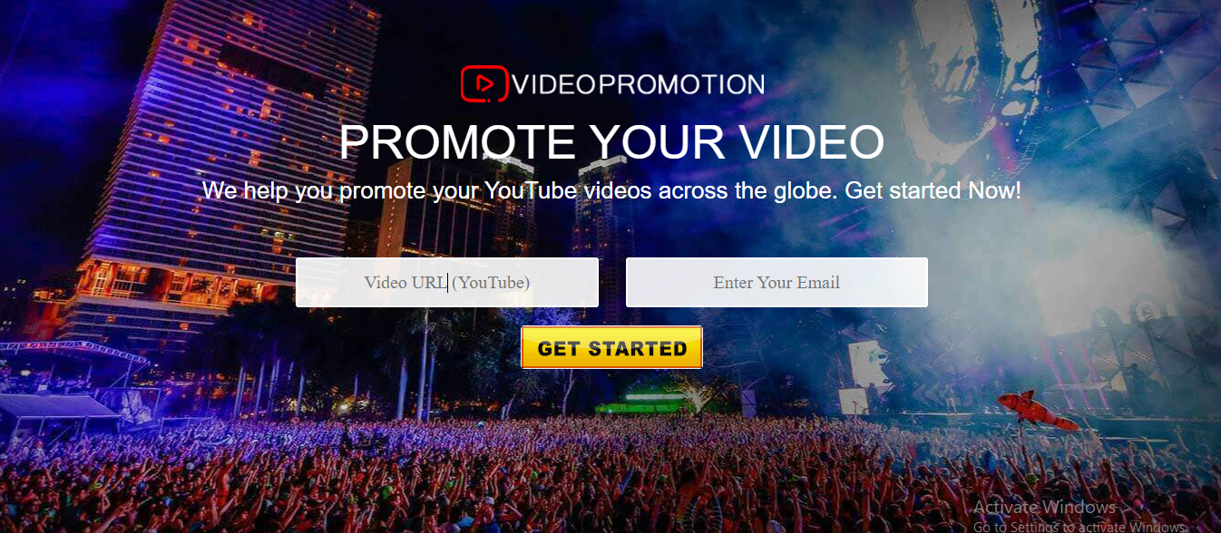Video Promotion Club Landing page