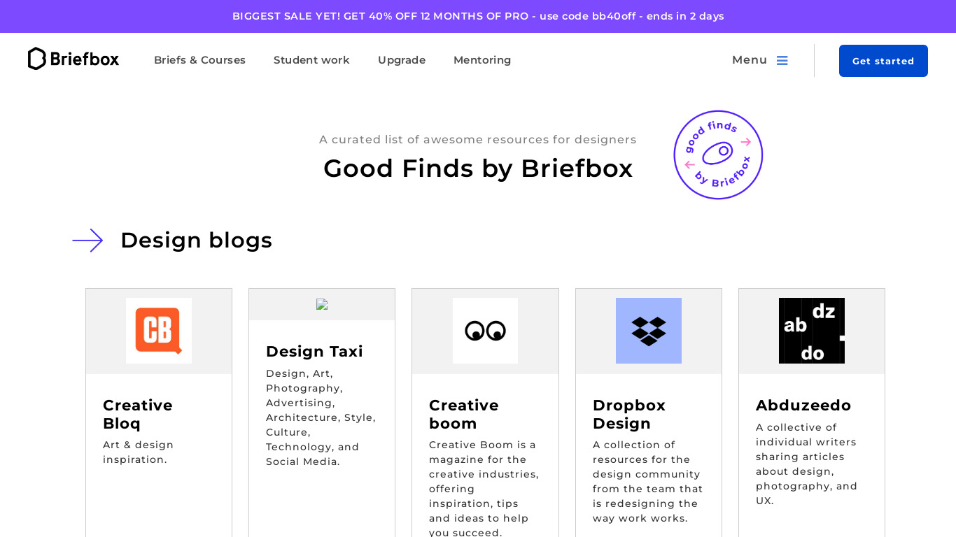 Good Finds By Briefbox Landing page