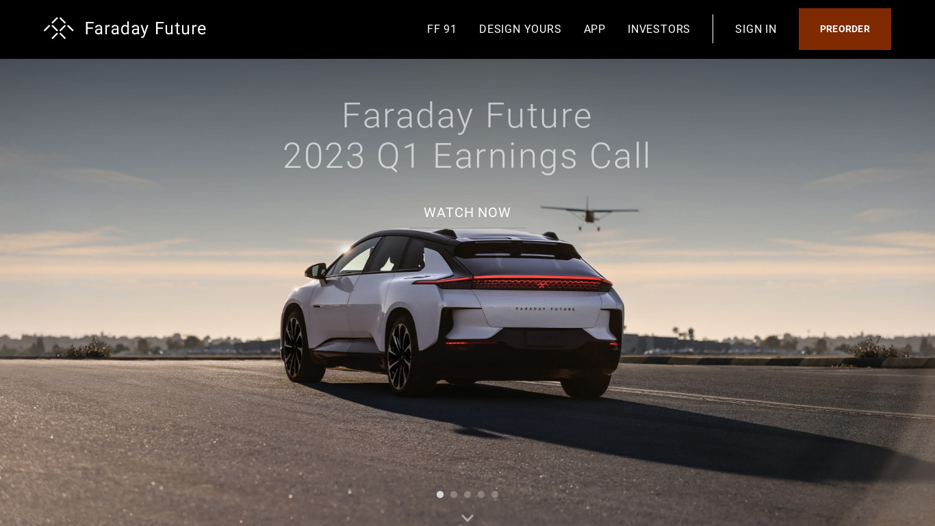 Faraday Future Landing page