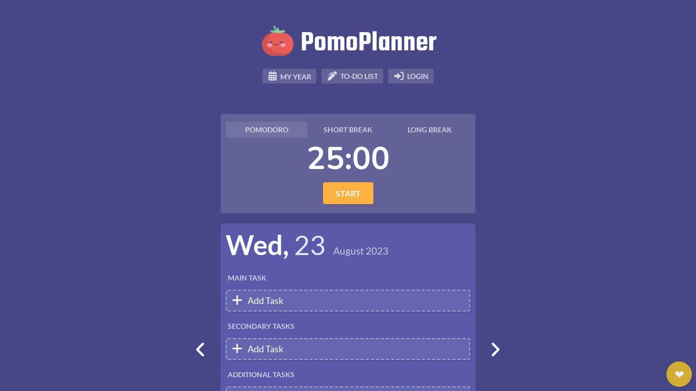 PomoPlanner Landing page
