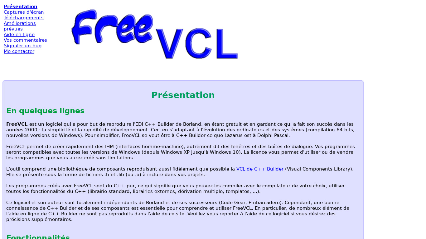 FreeVCL Landing page