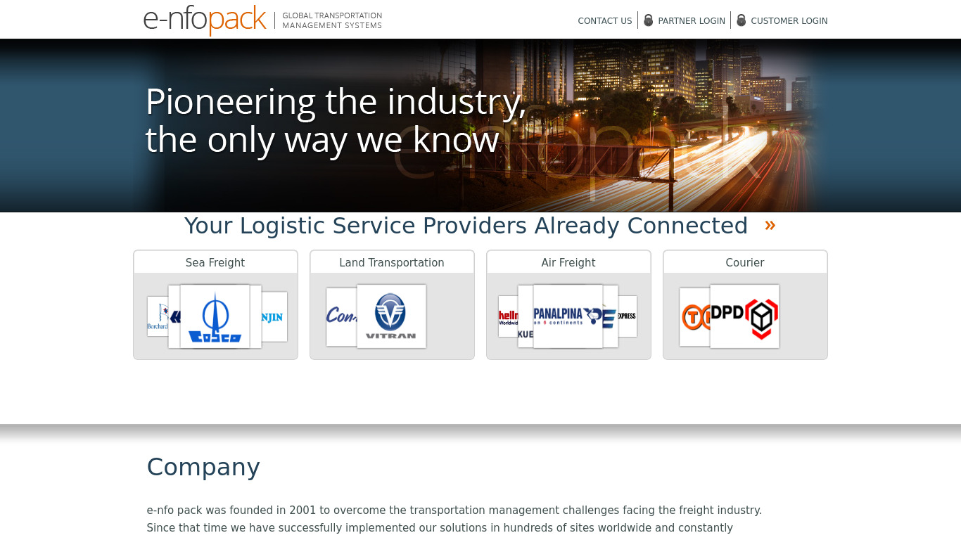 e-nfo pack Landing page