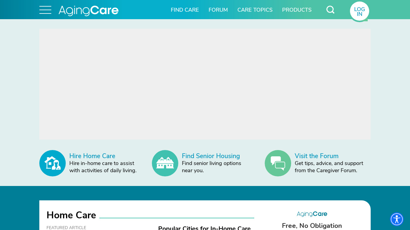 Aging Care Landing page