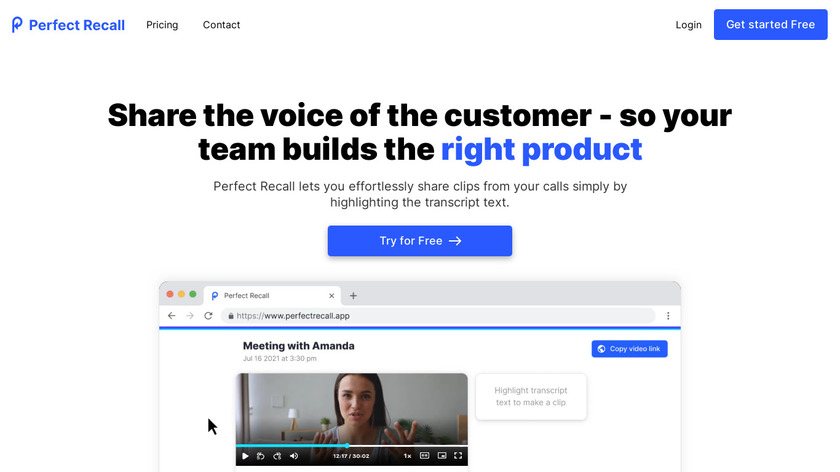 Stories by Perfect Recall Landing Page