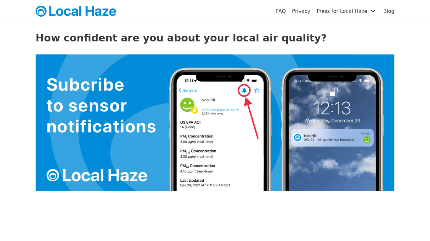 Local Haze Landing page