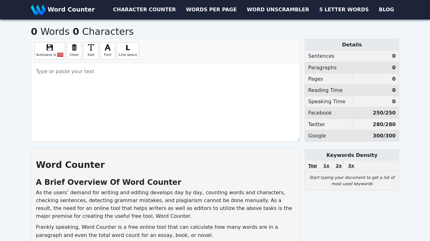 WordCounter.Tools Landing page