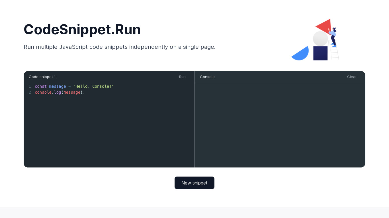 CodeSnippet.Run Landing page
