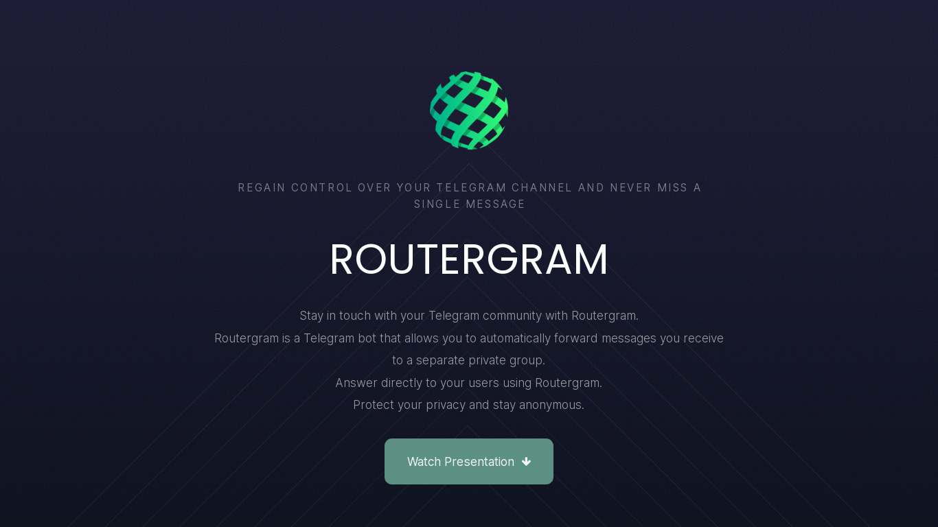 Routergram Landing page