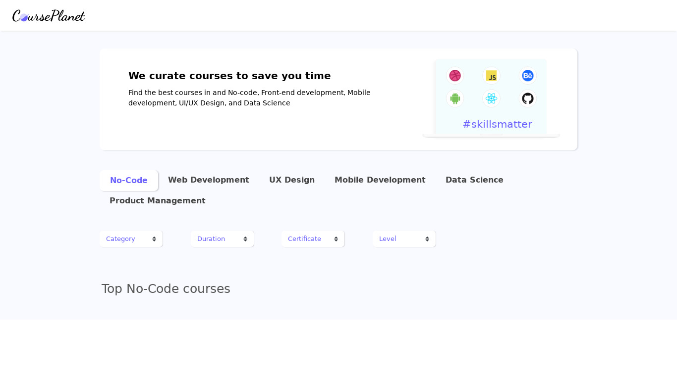 CoursePlanet Landing page
