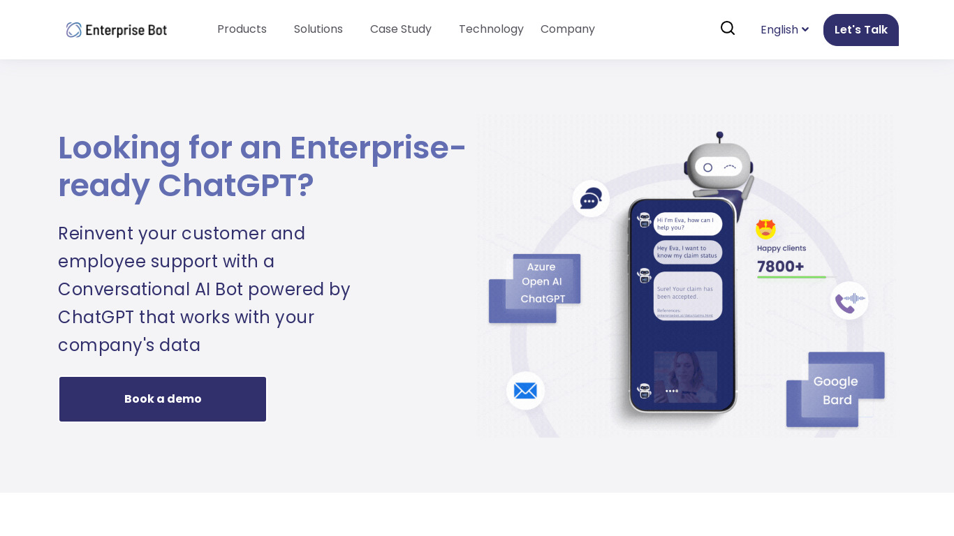Enterprise Bot Landing page