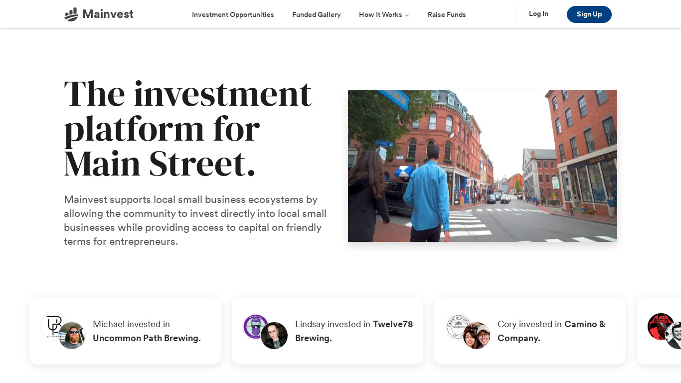 Mainvest Landing page