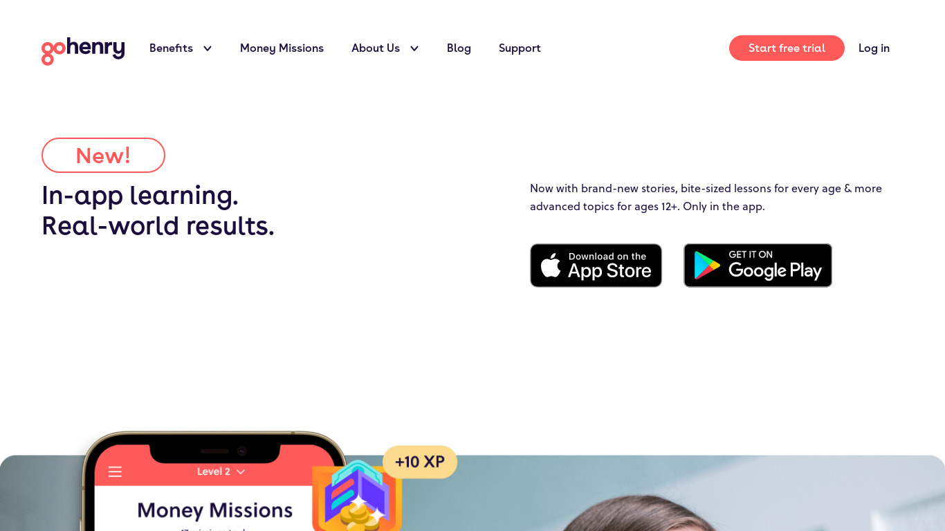 GoHenry - Money Missions Landing page