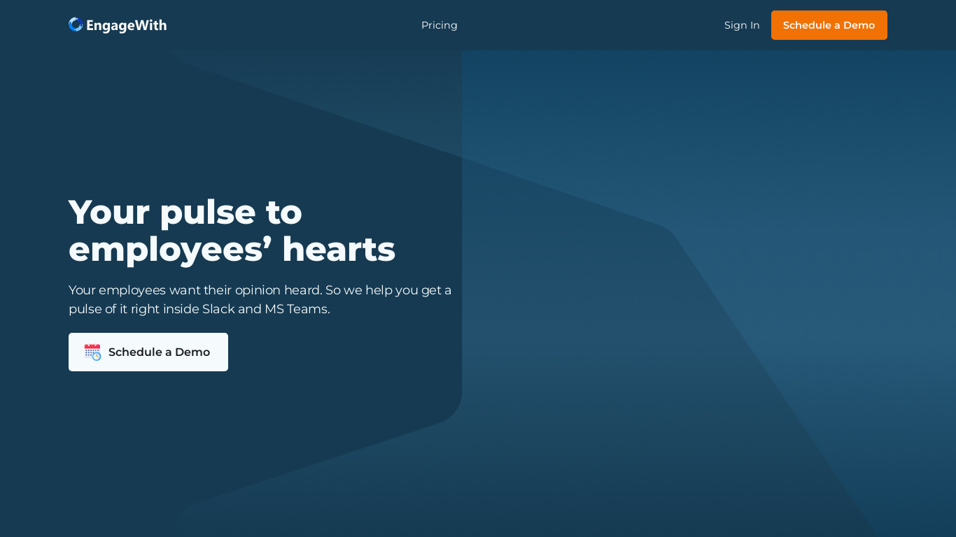 Pulse by EngageWith Landing page
