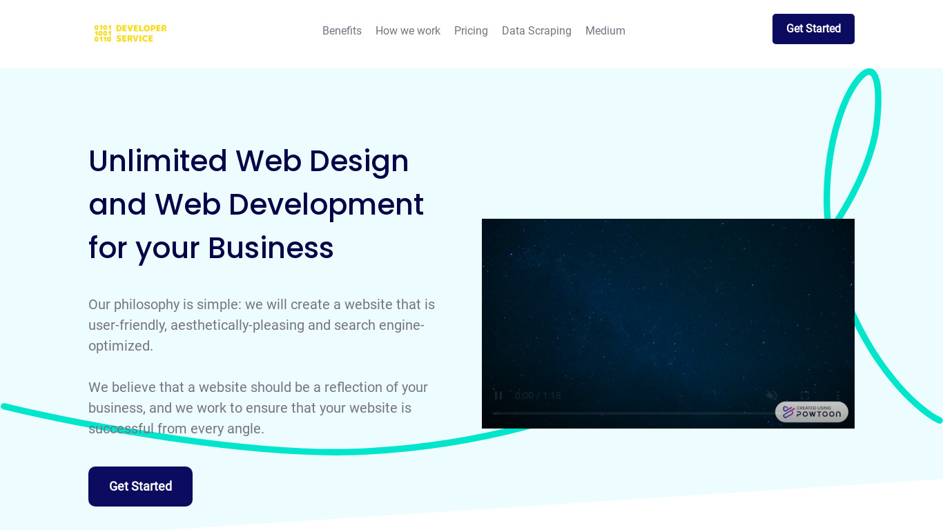 Developer Service Landing page