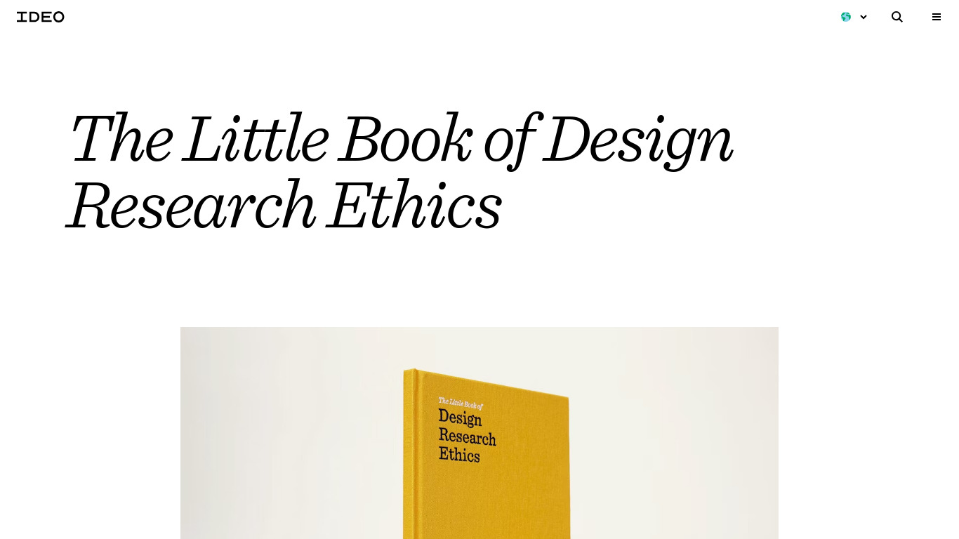 Design Research Ethics Landing page