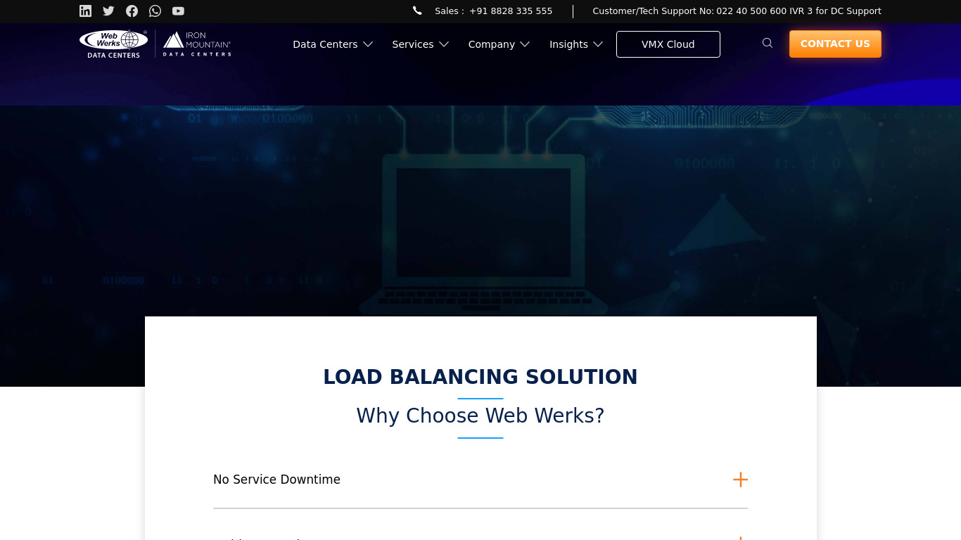 Web Werks Load Balancing Landing page