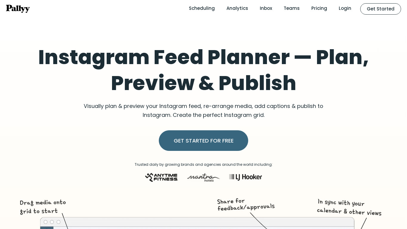 Instagram Feed Planner by Pallyy Landing page
