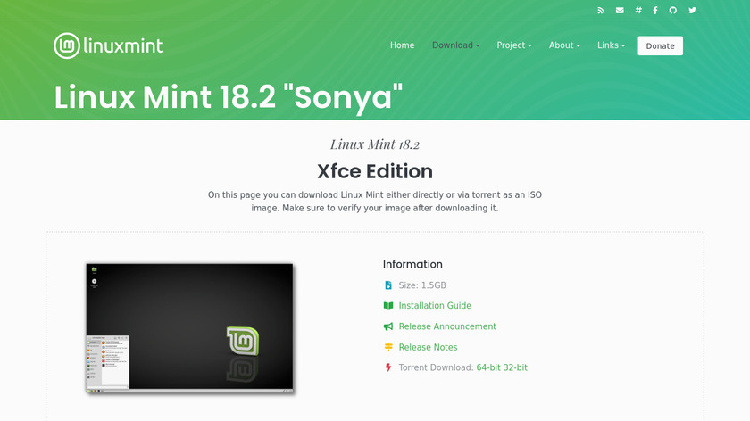 Linux Mint Xfce Edition Landing Page