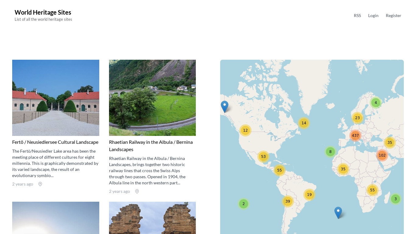 UNESCO World Heritage Site Map Landing page