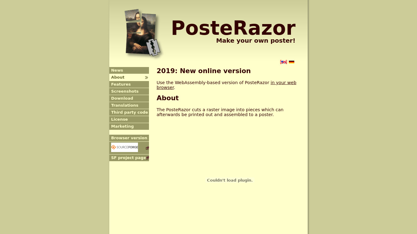 PosteRazor Landing page