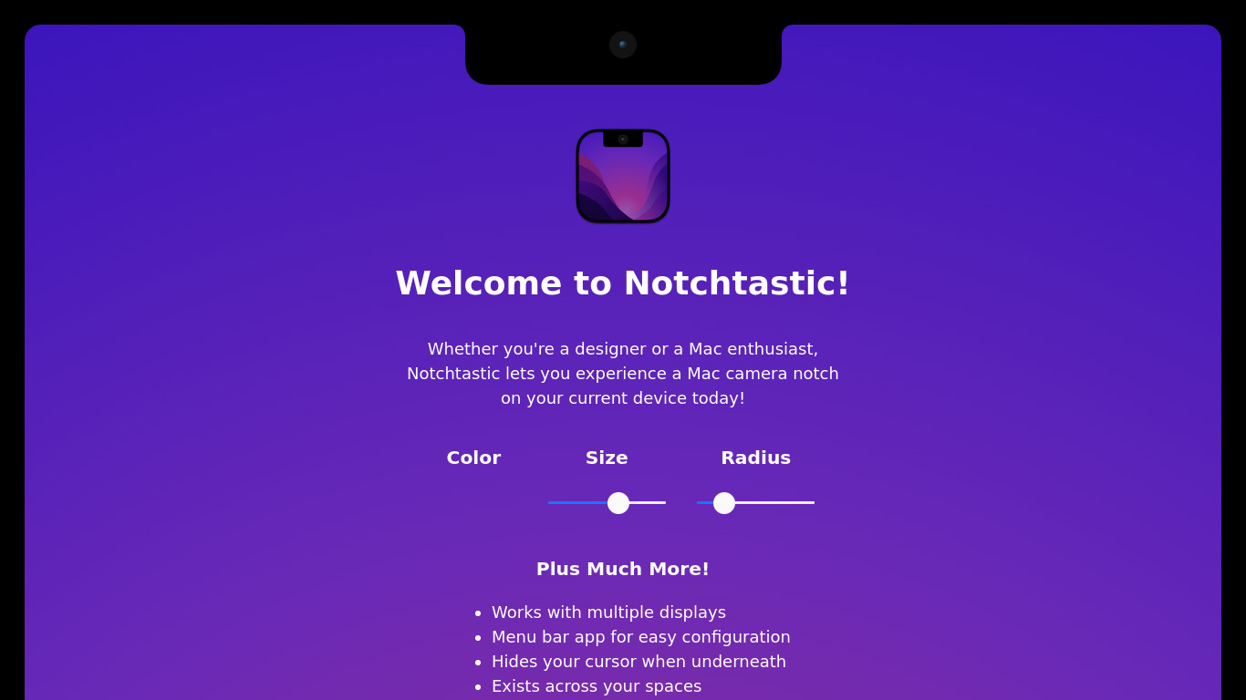 Notchtastic Landing page