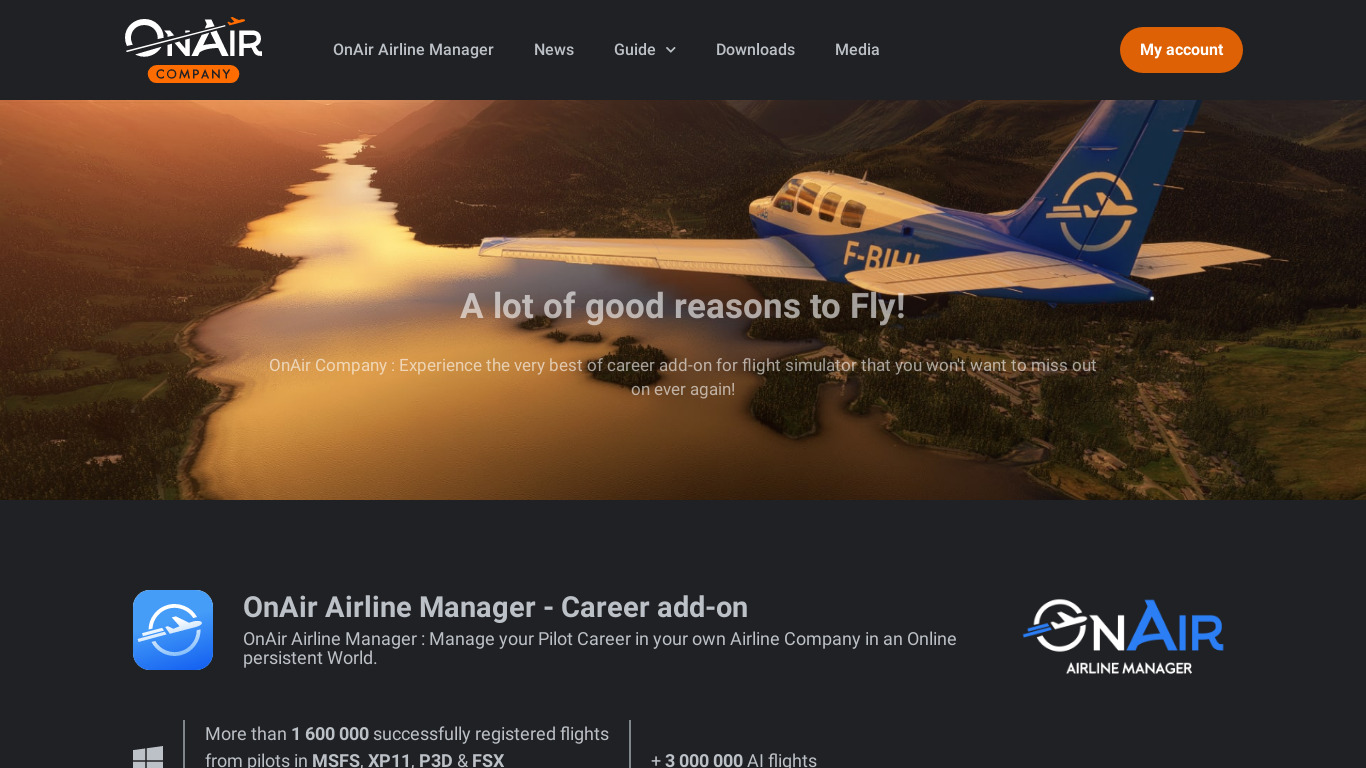 OnAir Airline Manager Landing page