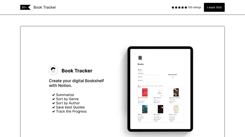 Notion Book Tracker Landing Page