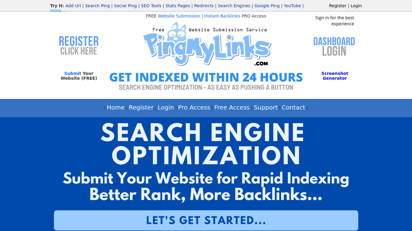 PingMyLinks Landing page