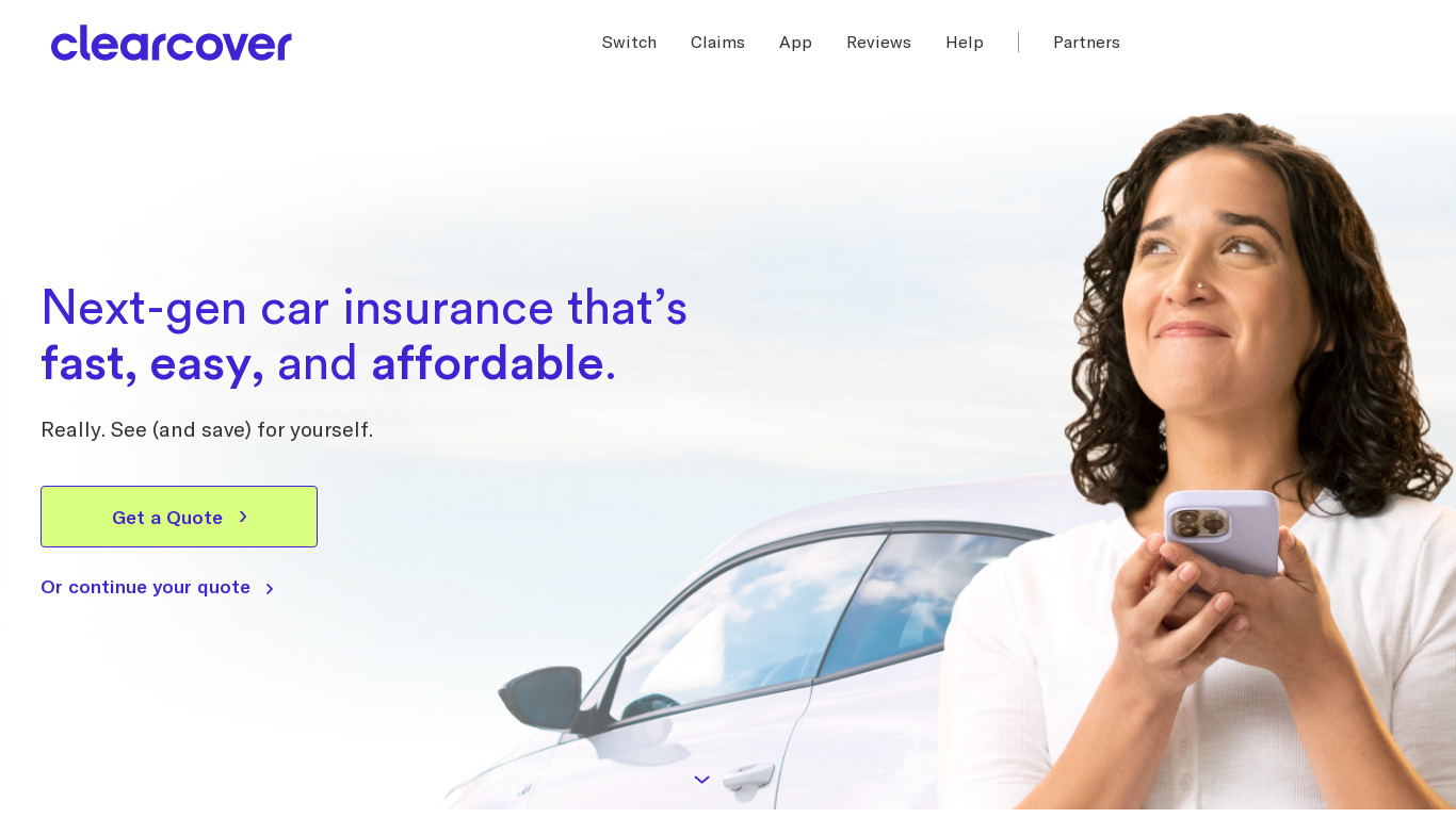 Clearcover Landing page