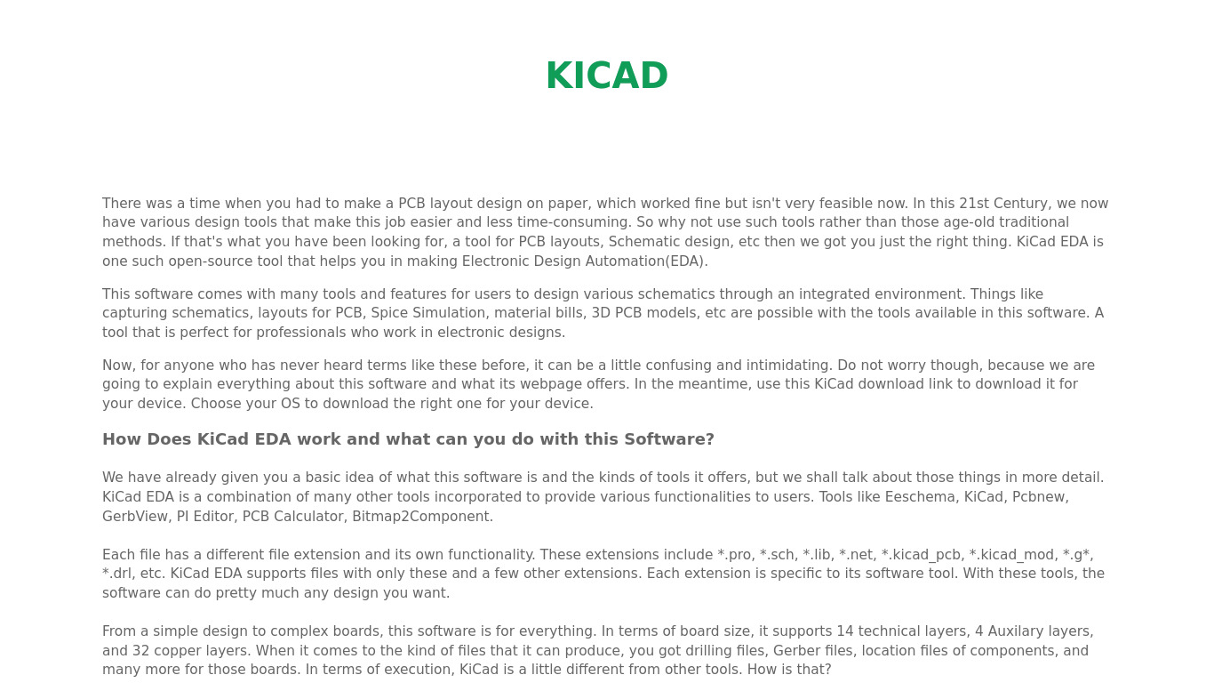 KiCad EDA Landing page
