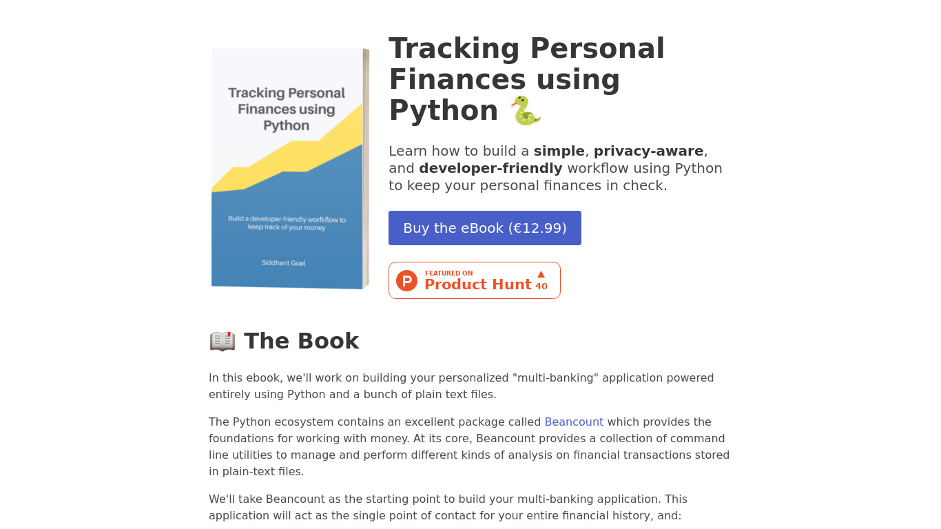 Tracking Personal Finances using Python Landing page