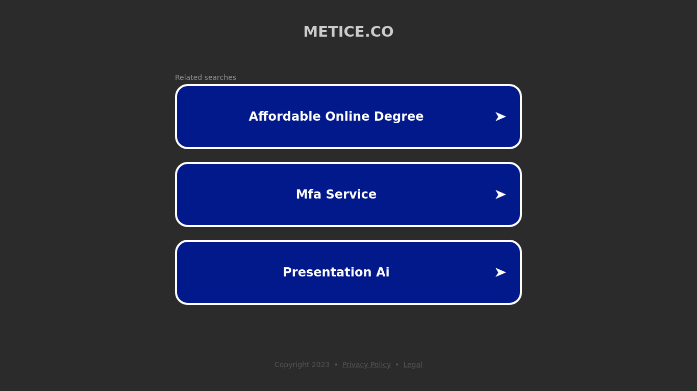 Metice.co Landing page