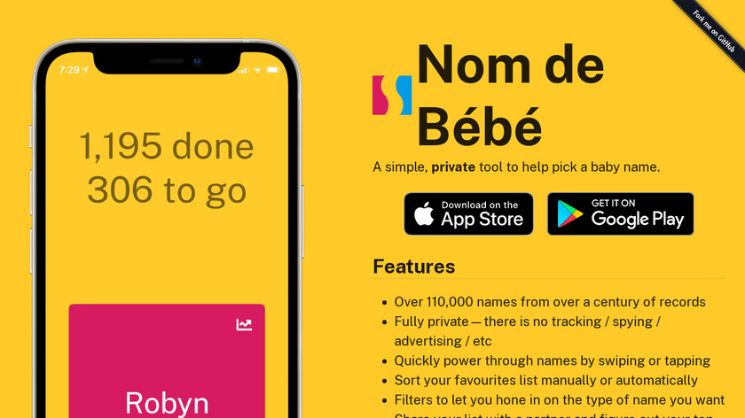 Nom de Bebe Landing Page