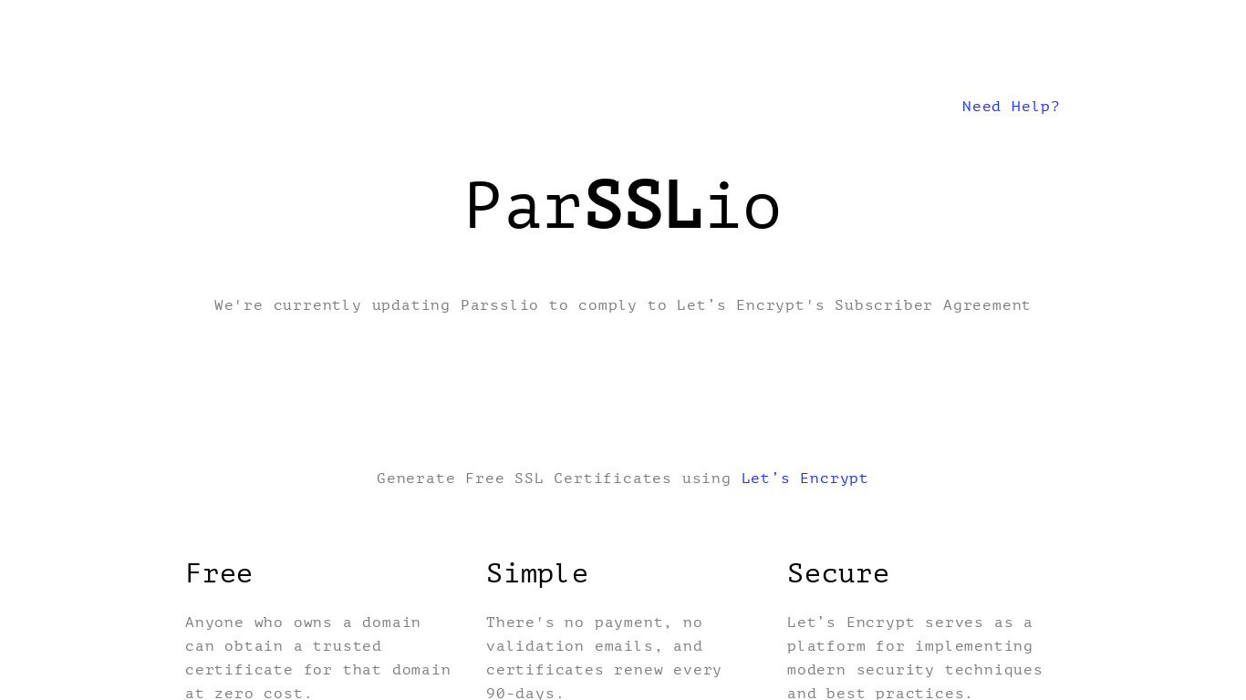 Parsslio Landing page