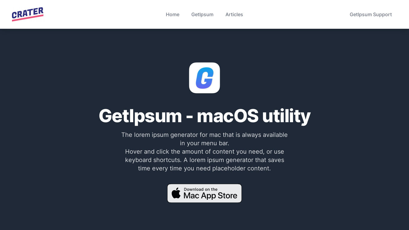 GetIpsum Landing page