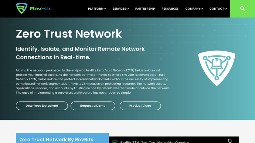 RevBits Zero Trust Network Landing Page