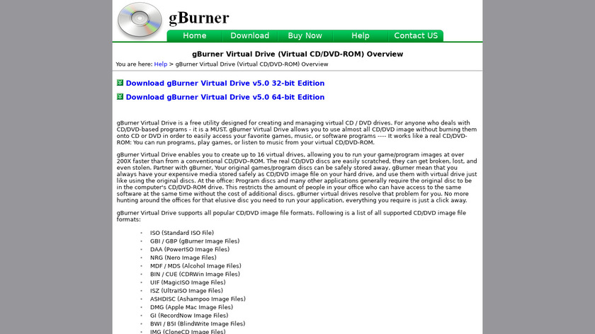 gBurner Virtual Drive Landing Page