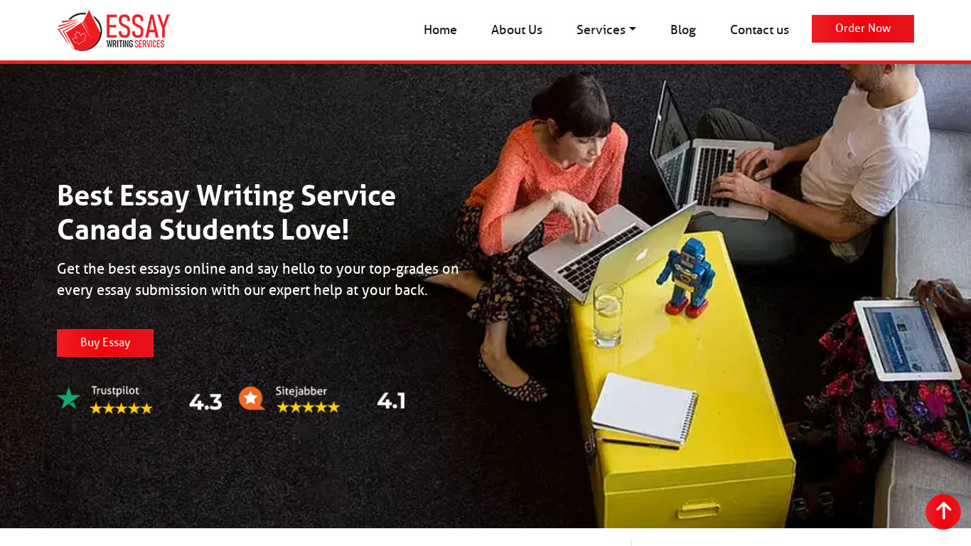 Essay Writing Services Canada Landing page