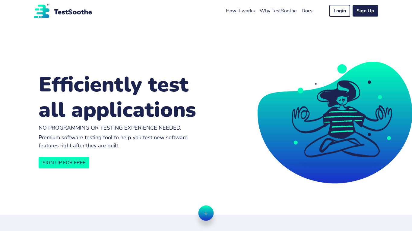 TestSoothe Landing page