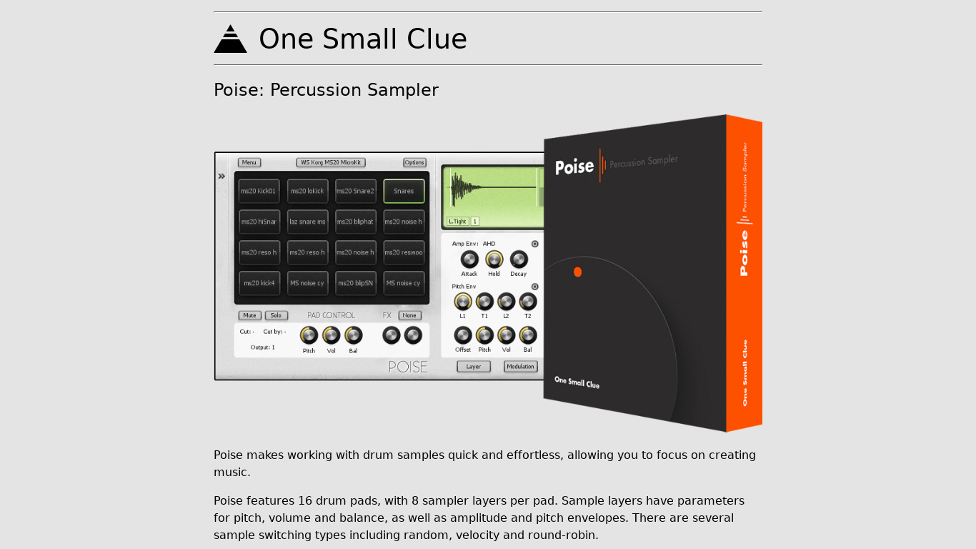 One Small Clue’s Grace Sampler Landing page