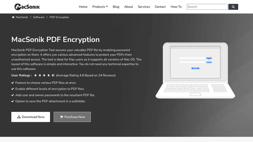 MacSonik PDF Encryption Tool Landing Page