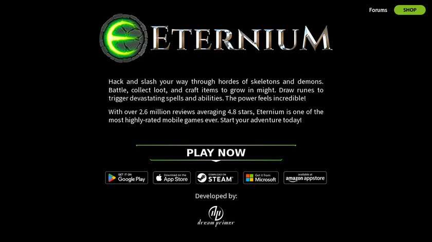 Eternium Landing Page
