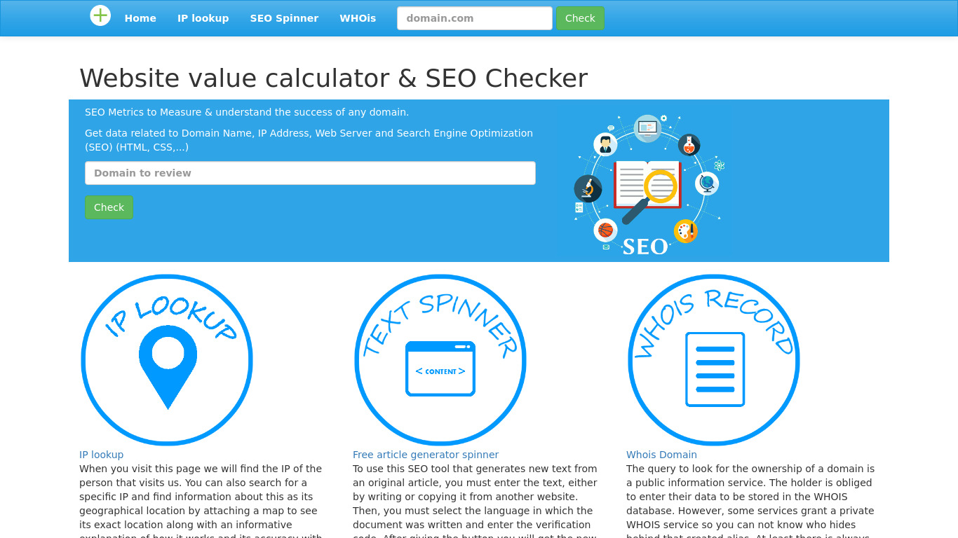 OffSEO Landing page