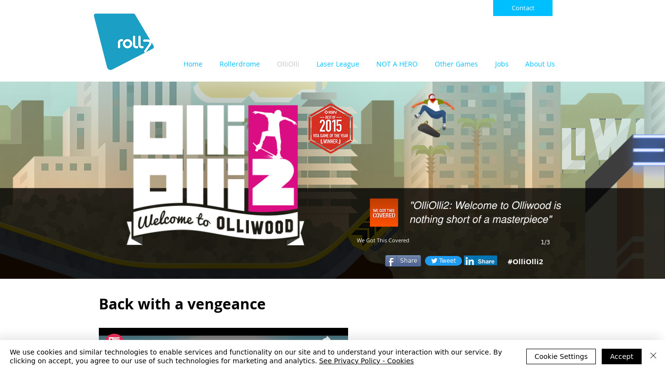 OlliOlli2: Welcome to Olliwood Landing page