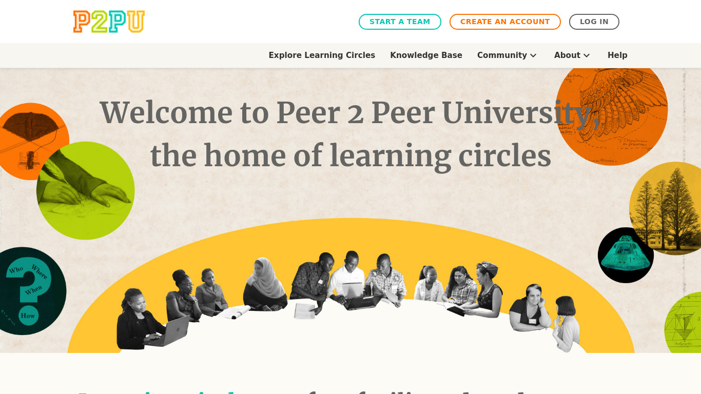 Peer 2 Peer University Landing page