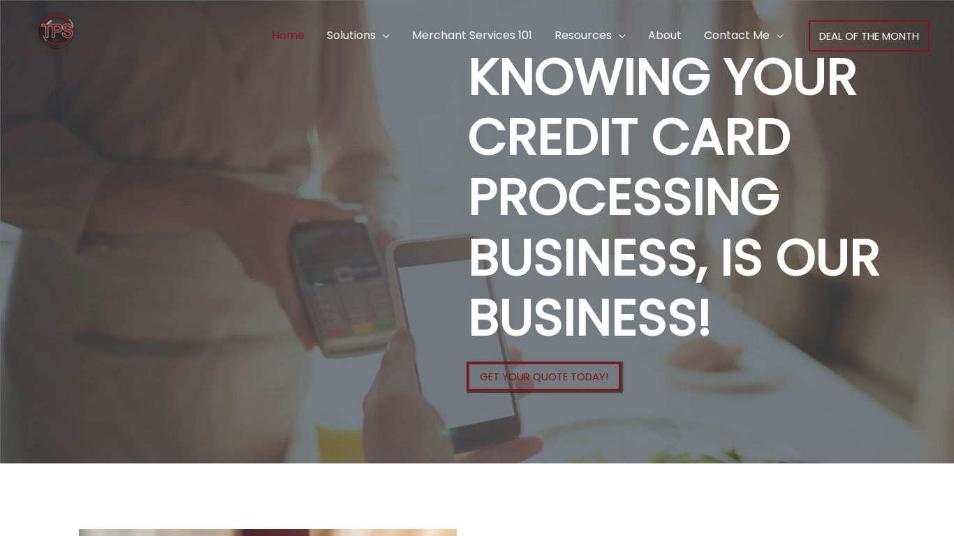 Trinity Payment Solutions Landing page